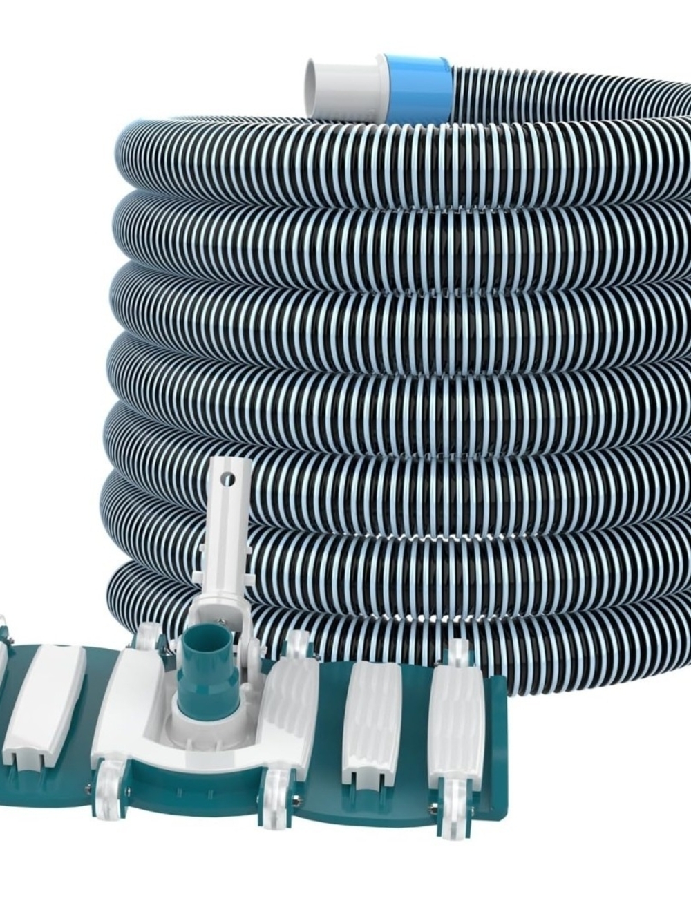 POOLWHALE 36ft x 1.5in Pool Vacuum Hose 14in Weighted Head w/Wheels Inground